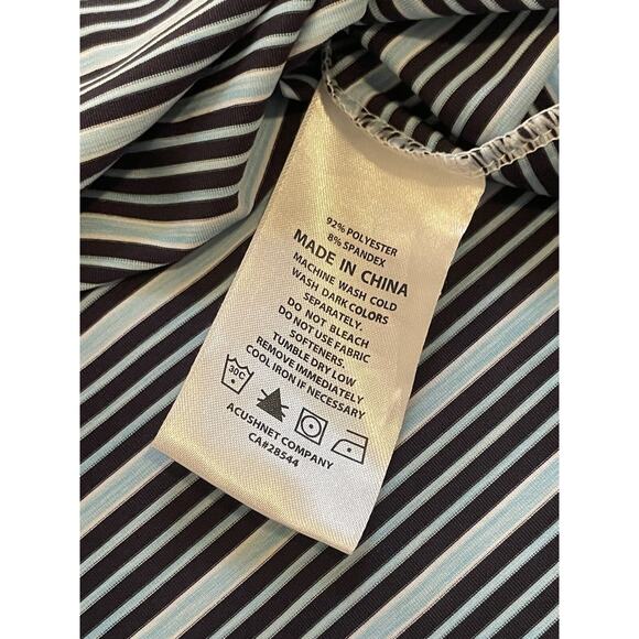 FootJoy FJ Polo Shirt Mens Size 2XL Blue Black Stripe Stretch Short Sleeve Golf - Picture 6 of 8